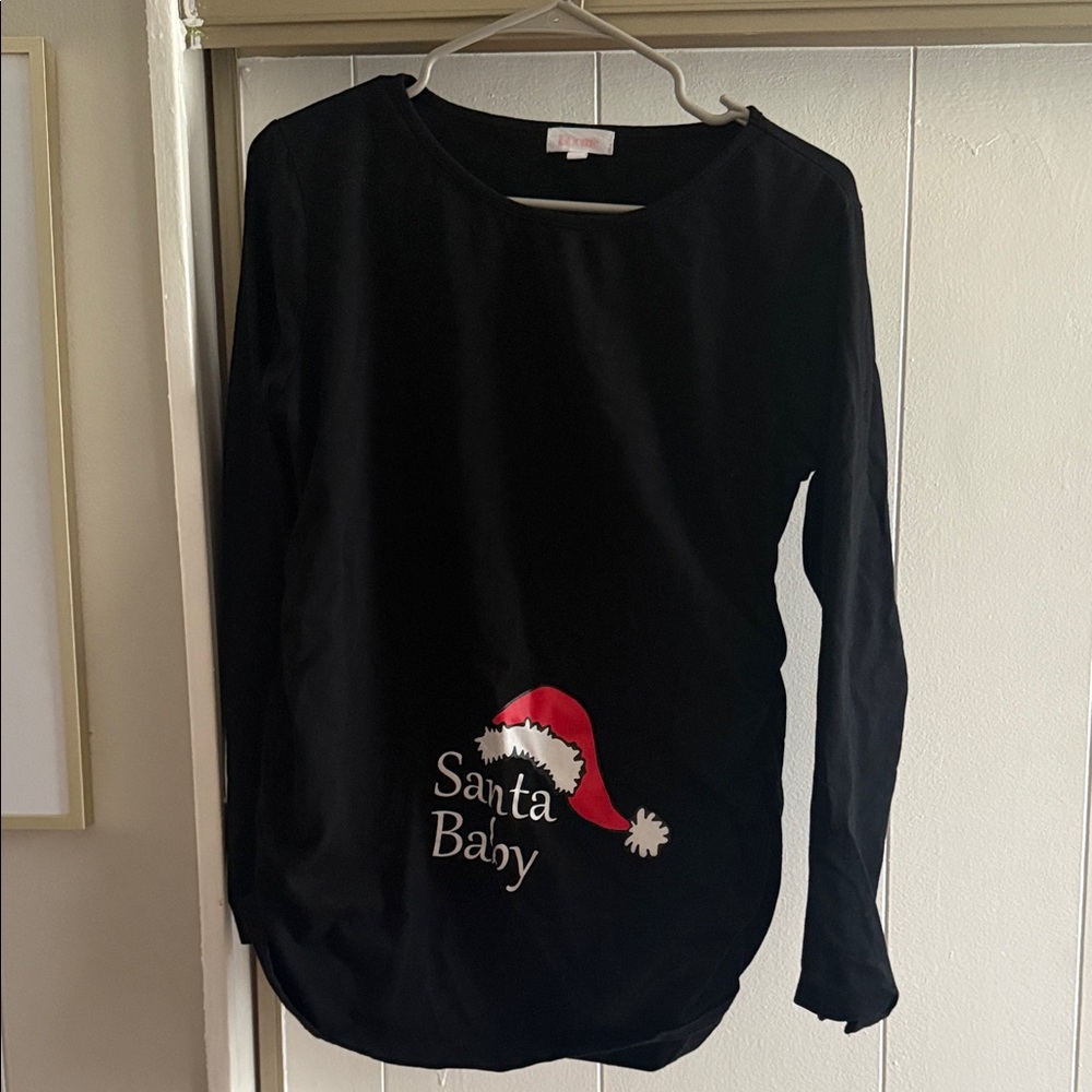 Black Long Sleeve Santa Baby Top